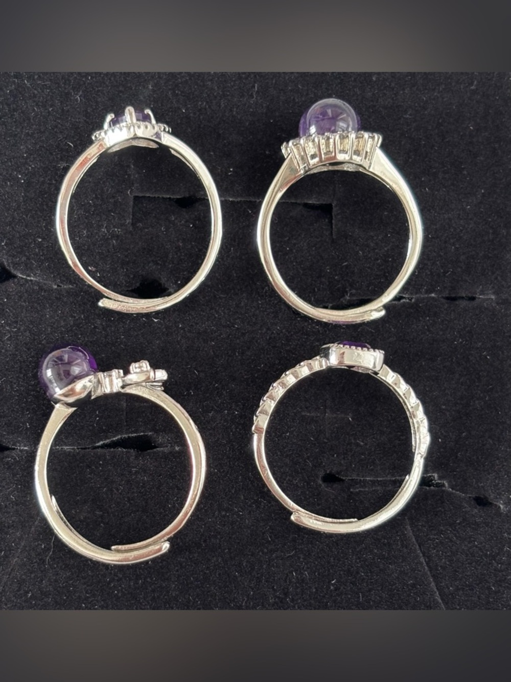 Amethyst set of 4 silver plated rings - Picture 9 of 9